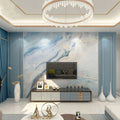 Customized Blue 3D Silk Waterproof Modern Marble Peel and Stick Wallpapers for Living Room TV Wall Decor
