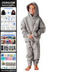 OEM Winter Custom Puff Print Logo Fleece Hoodies Set Blank Jogging Tracksuit Hoodies and Sweat Pants Set for Kids