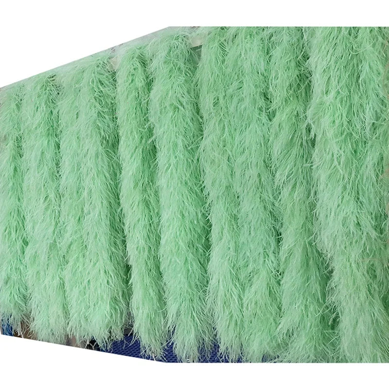 Dyed 10 Ply Plumas Gold Red Ivory Ostrich Feather Boa 2M Length for Craft Women Cloth Dress Carnival Party Xinyuling