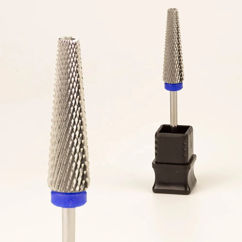 3/32" Medium Wholesale Electric Safety E File Tungsten Super Long Tapered 5 in 1 Carbide Nail Drill Bits Cross Cut in Storage