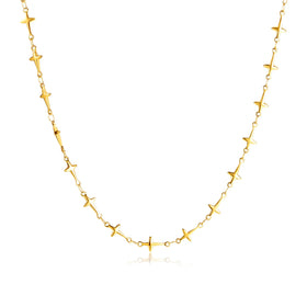 Fashion Classic Crucifix Collarbone Chain 18K Gold Plated Stainless Steel Cross Wedding Engagement Chain Necklace for Women