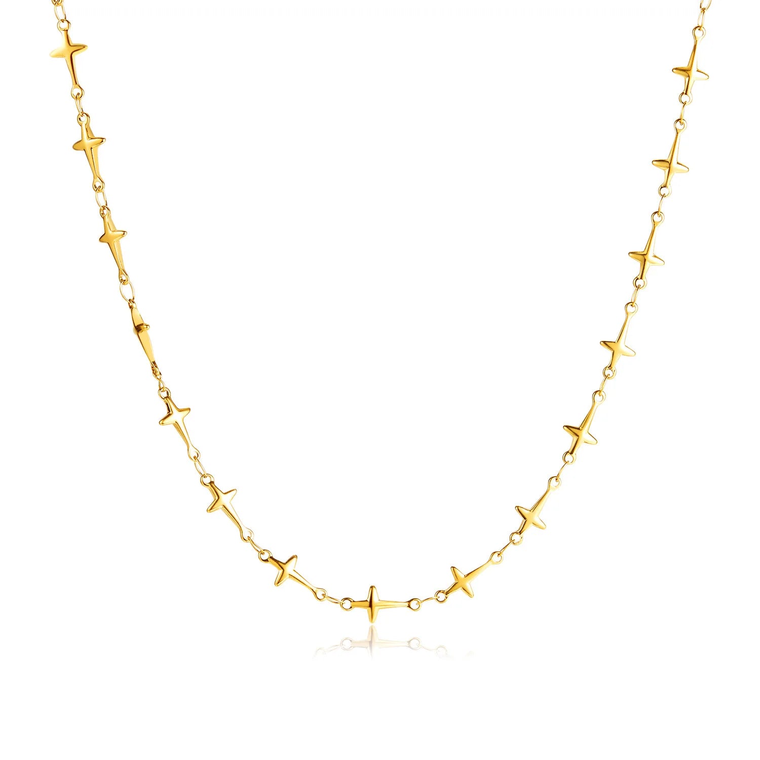 Fashion Classic Crucifix Collarbone Chain 18K Gold Plated Stainless Steel Cross Wedding Engagement Chain Necklace for Women