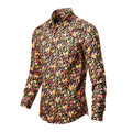 RNSHANGER Autumn Mens Cardigan Shirts Vintage Cotton Flowers Print Men's Fashion Beach Shirts Streetwear Long Sleeve Shirt