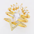 S925 Silver Vermeil Engagement Stacking Ring Set Kite Shape Natural Moonstone Gemstone Fine Jewelry Rings