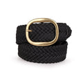 Casual Fashion Black Wide Womens PU Leather Braided Belts for Men With Gold Buckle