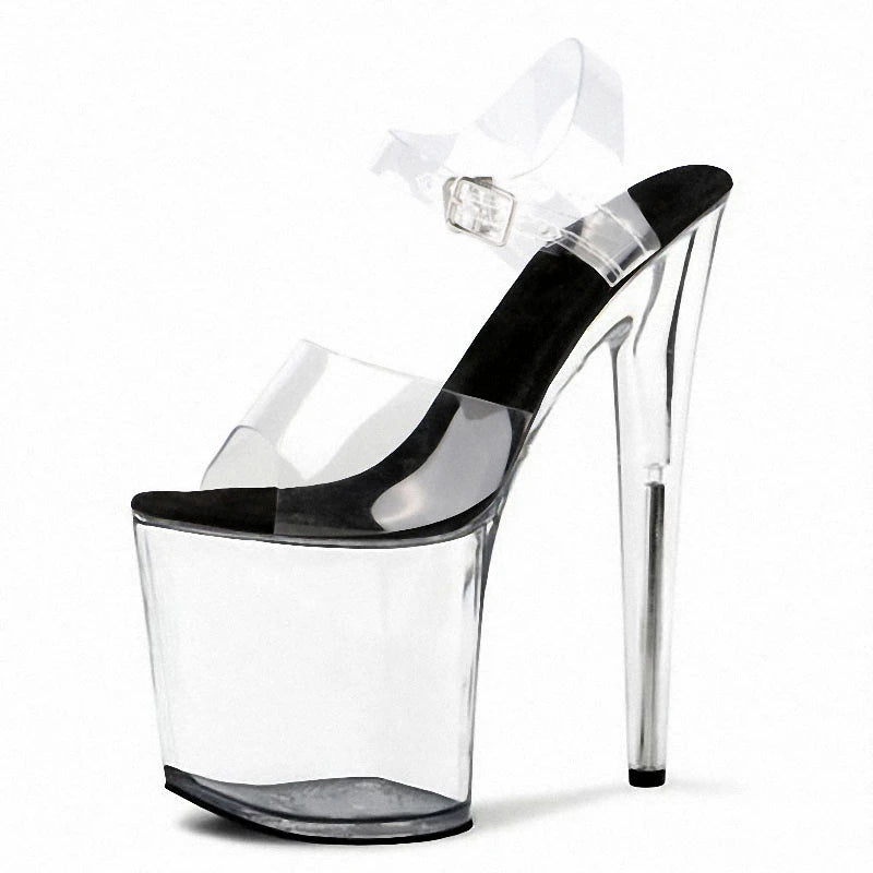 8 Inch Crystal Platform Sandals Model Training Special High Heels Female Wedding Nightclub 20cm Transparent Pole Dance Shoes