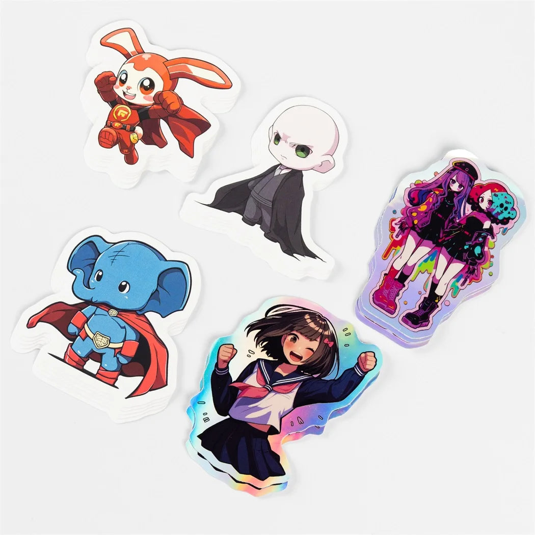 Wholesale Custom Sticker White Waterproof Vinyl Pvc Transparent Glitter Die Cut Anime Vinyl Sticker Holographic Sticker