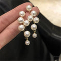 Pendiente S925 Silver Pin Long Pearl Beaded Earrings Retro Style Pendant New Tassel Stud Drop Earrings for Fashion Women Jewelry