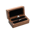 Black Walnut Wood Rectangle Wooden Gift Wedding Box Luxury Jewellery Magnetic Wood Double Ring Box