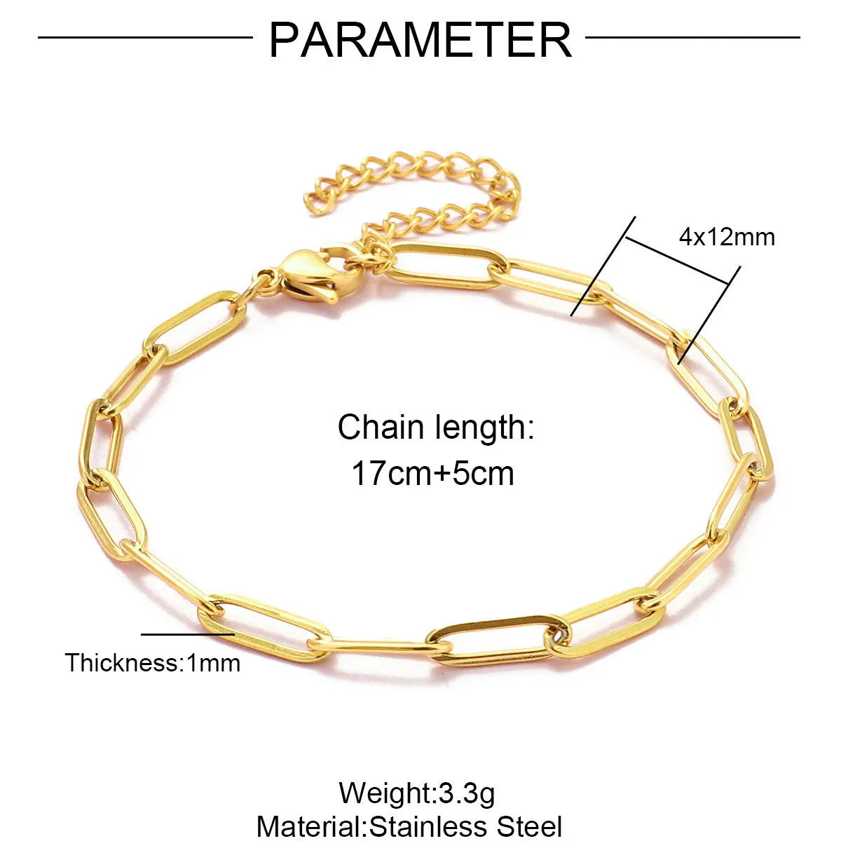 Wholesale 18K Gold Stainless Steel Paper Clip Chain & Link Bracelets Minimalist Layering Stacking Jewelry Bracelet Making