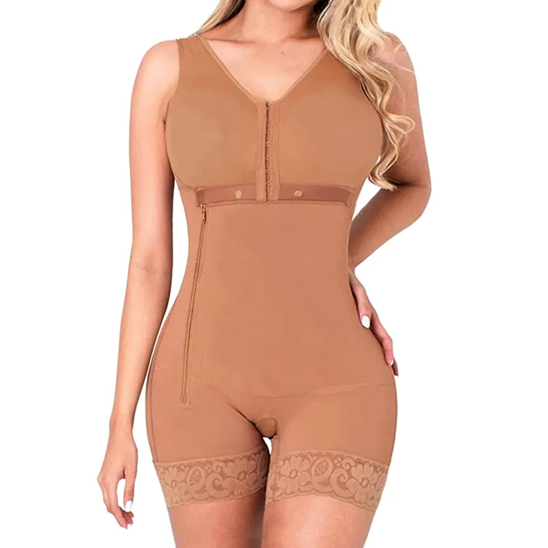 Women's Full Body Shaper Colombian Corset High Compression Zipper Side Slimming Girdle Body Shaper Embroidery Wholesale