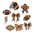 Custom Personalize Embroidered Applique Football Iron on Patches with Bow Sport Rugby Embroidery Patches for Clothing Hats