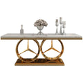 Wedding Leg Dining Tables Sets Stainless Steel Marble Stone Top With Silver Metal Base Modern Luxury Dining Room Furniture