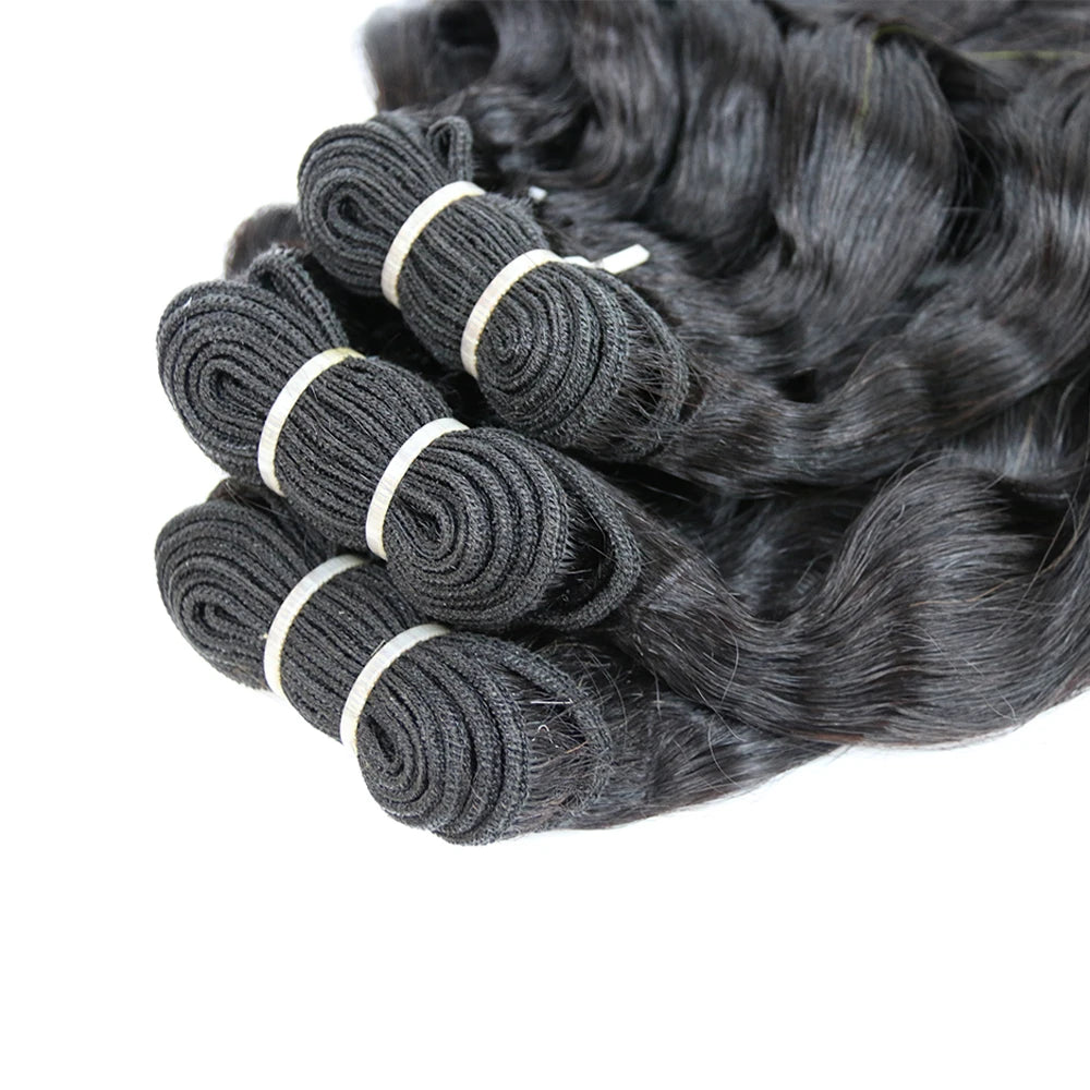 Wholesale Virgin Brazilian Deep Wave Closure Bundles Unprocessed Remy Raw Mink Hair 10A Double Drawn No Split Ends Machine