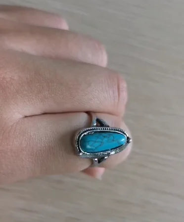 Classic Navajo Half Twist Turquoise Western Ring for Women