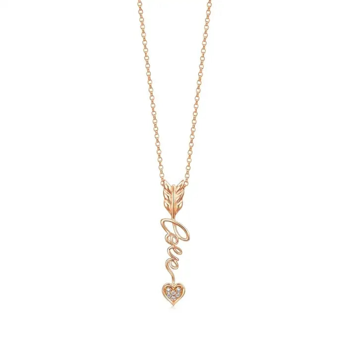 H&F Original Newest Fashion Style Feather Shape 18K Real Gold Diamond Necklace Women Jewelry