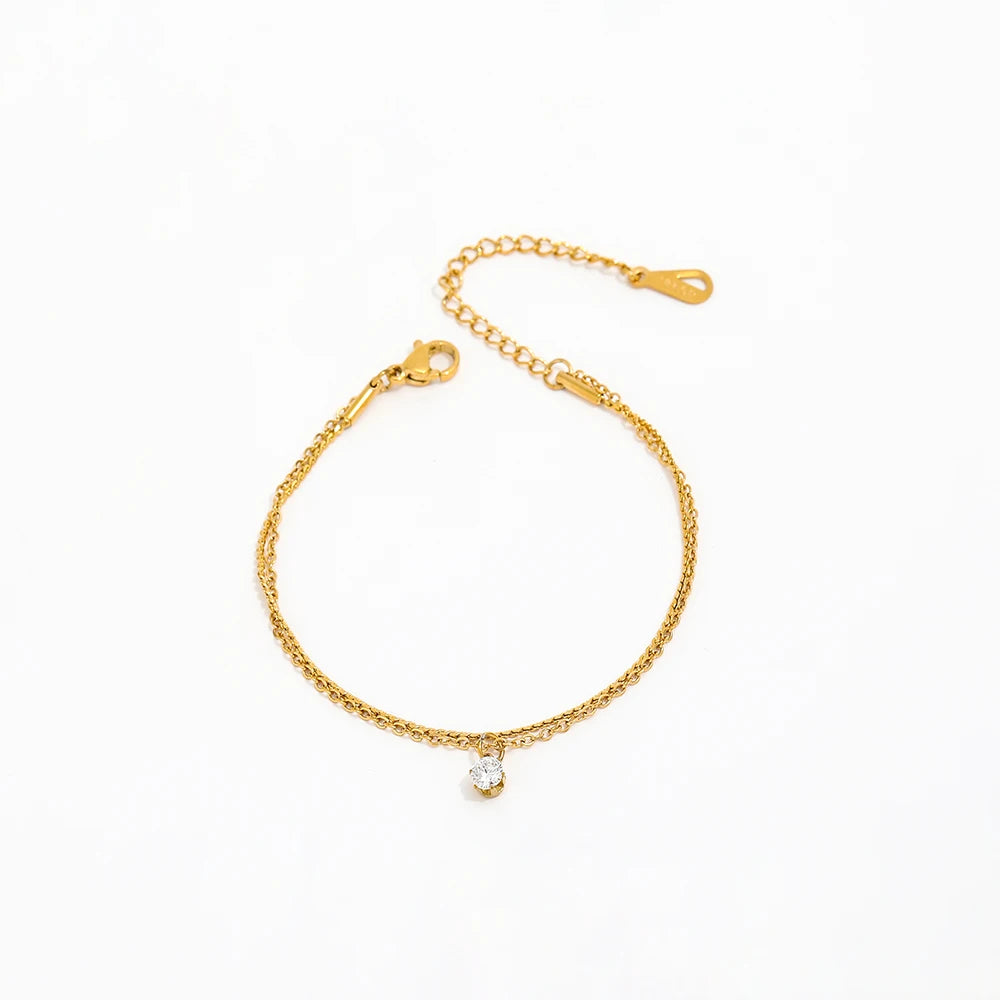 Fenny No Fade 18K PVD Plated Permanent Double Layer Diamond Pendant Bracelet Trendy Bracelet Stainless Steel Jewelry Wholesale