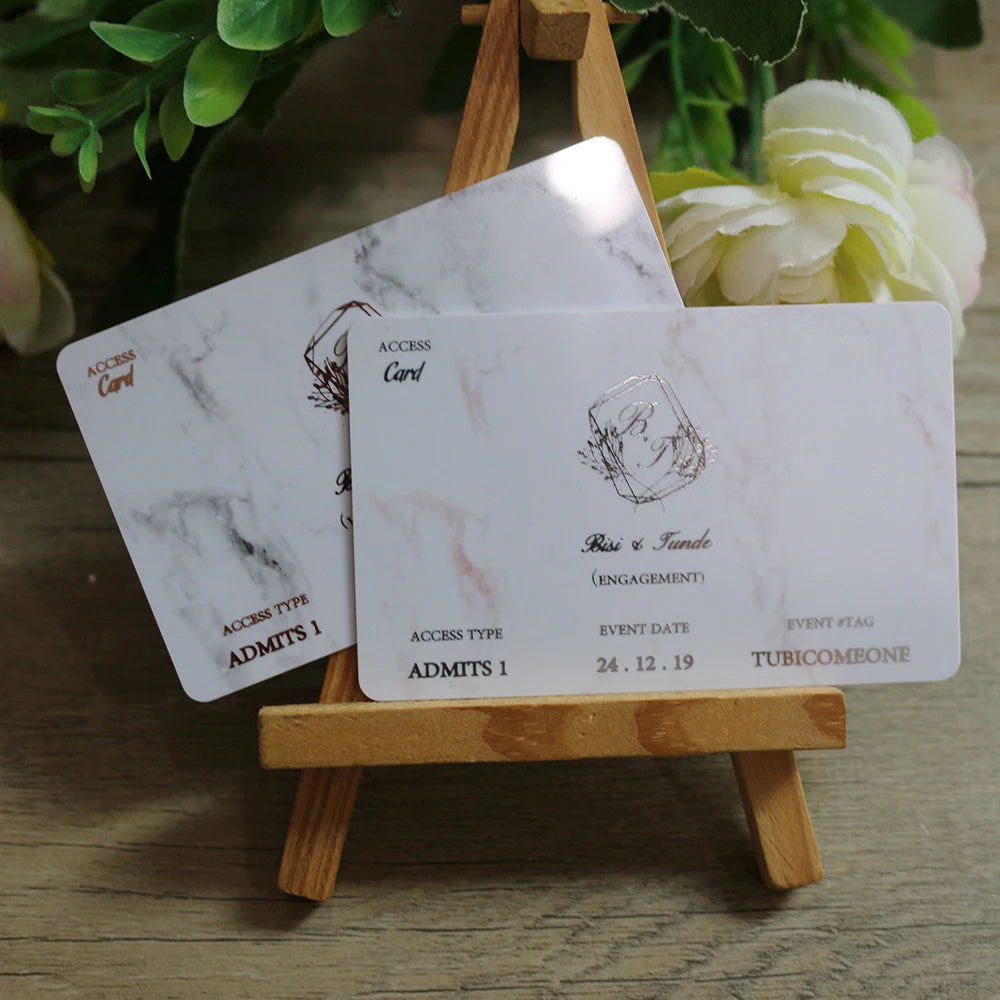 Custom Printing Marbling Color Paper Angel Music Wedding Access Card for Opening and Engagement Party Events