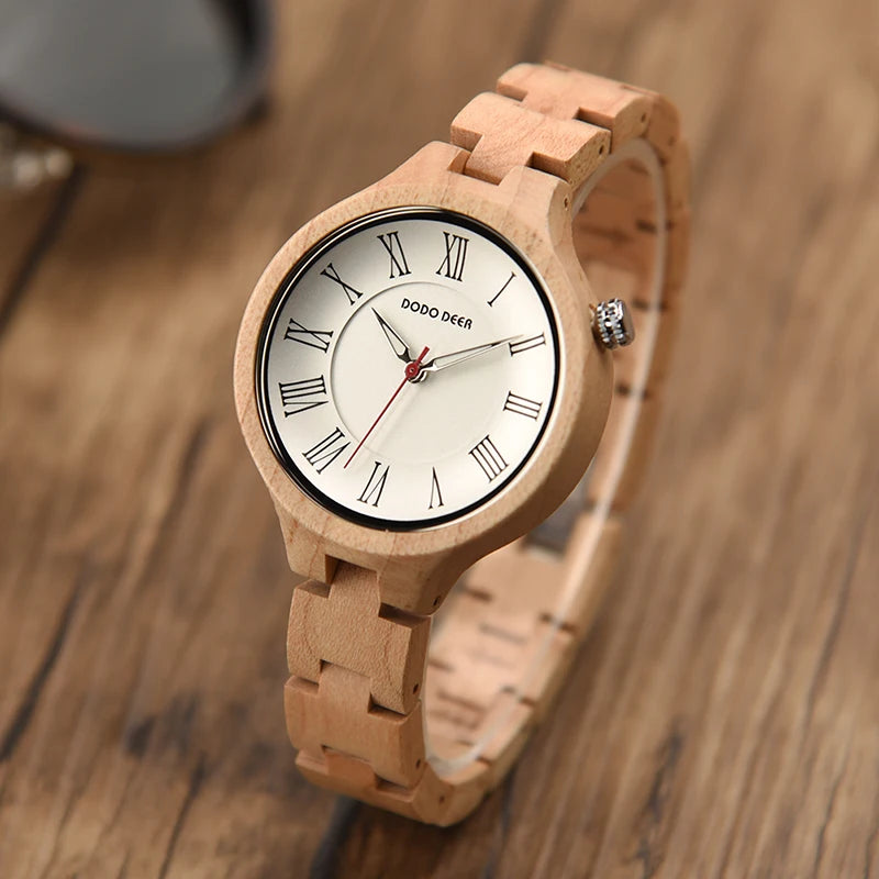 DODO DEER Luxury Dropshipping Bamboo Wooden Ladies Watches OEM logo Wood Wristwatches in Quartz Watch for Ladies Surprise Gift