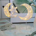 Islam Moon Star Tabletop LED Lantern Muslim Decoration Braided Rattan Lamp Ramadan Eid Mubarak LED Light