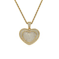 CN352  Brass Setting CZ Heart Pendants Hip Hop Necklace Iced Out Jewelry