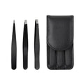 Private Label Black Eyebrow Tweezers Set Straight Tip Stainless Steel Eyelashes Extension Tweezers