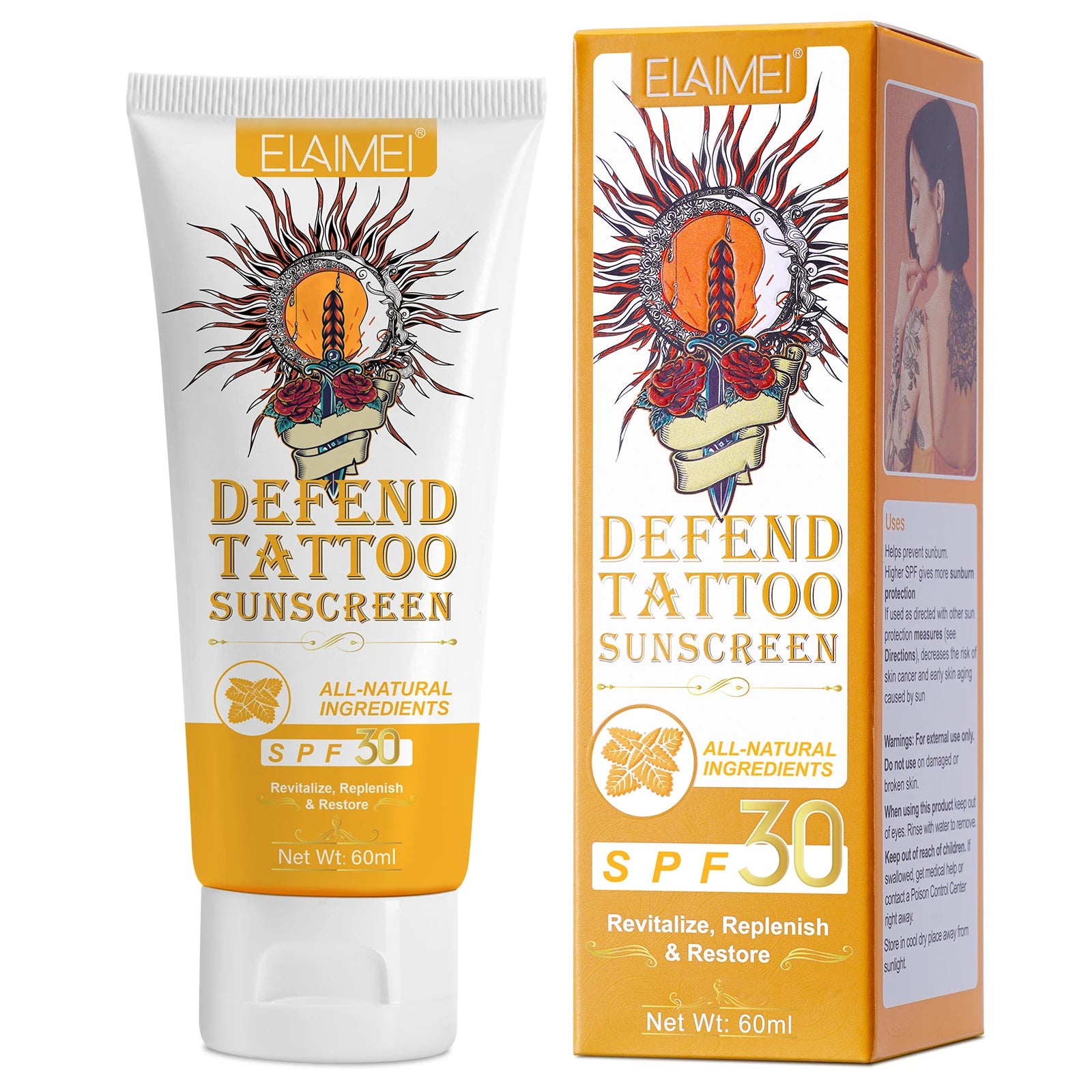Tattoo Aftercare Sunscreen Lotion 60ml Tattoo Sun Protection Fps30 Tattoo Aftercare Suncream for Protecting Ink Against Fading