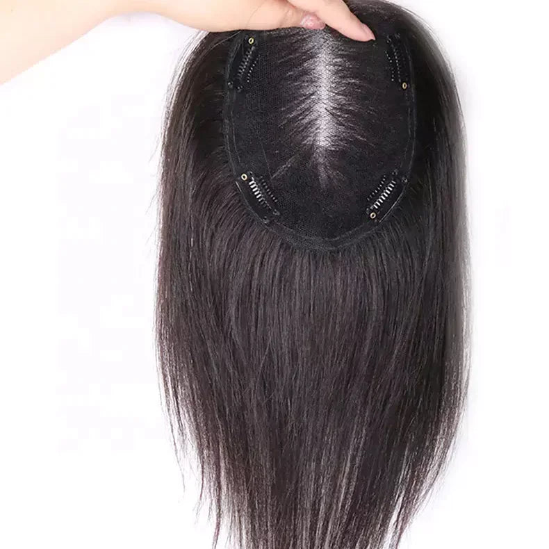 HQ Natural Black Lace Topper Invisible 100% Human Hair Lace Women Topper