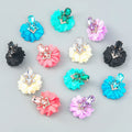 European and American Alloy Multi Layers Flower Diamonds Earrings Multilayer Colorful Cloth Flower Geometric Crystal Earrings
