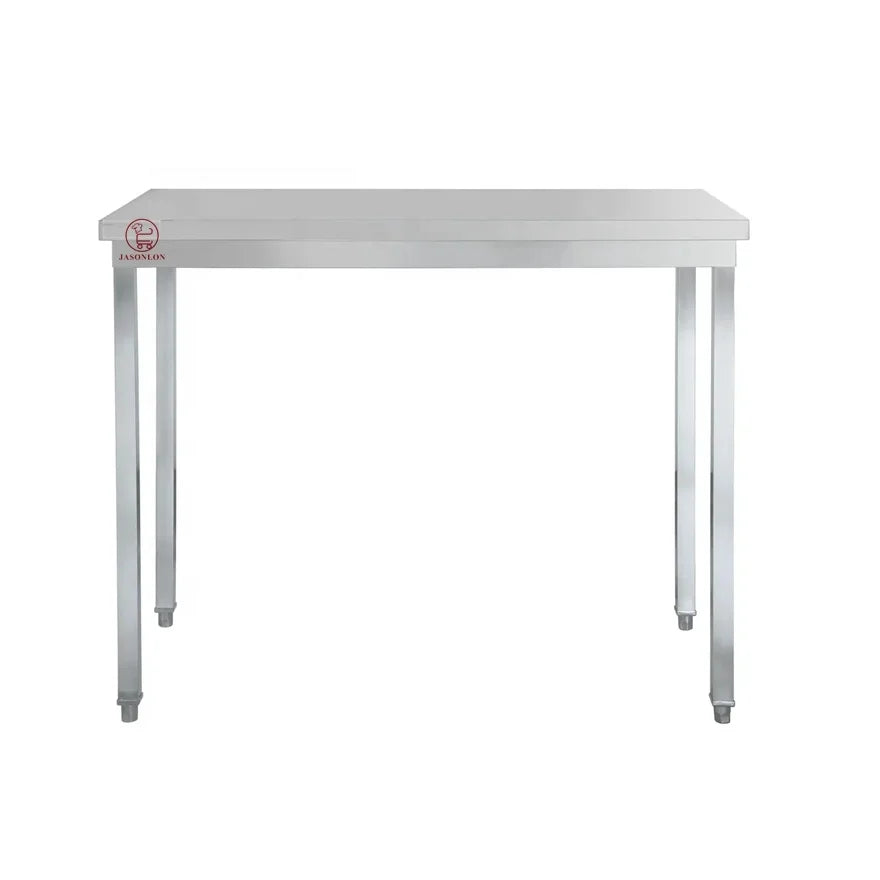 SS201 Stainless Steel Work Table with 1 Tier Cross Round Tube Design for Kitchen Hotel & Restaurant Use Includes Undershelf