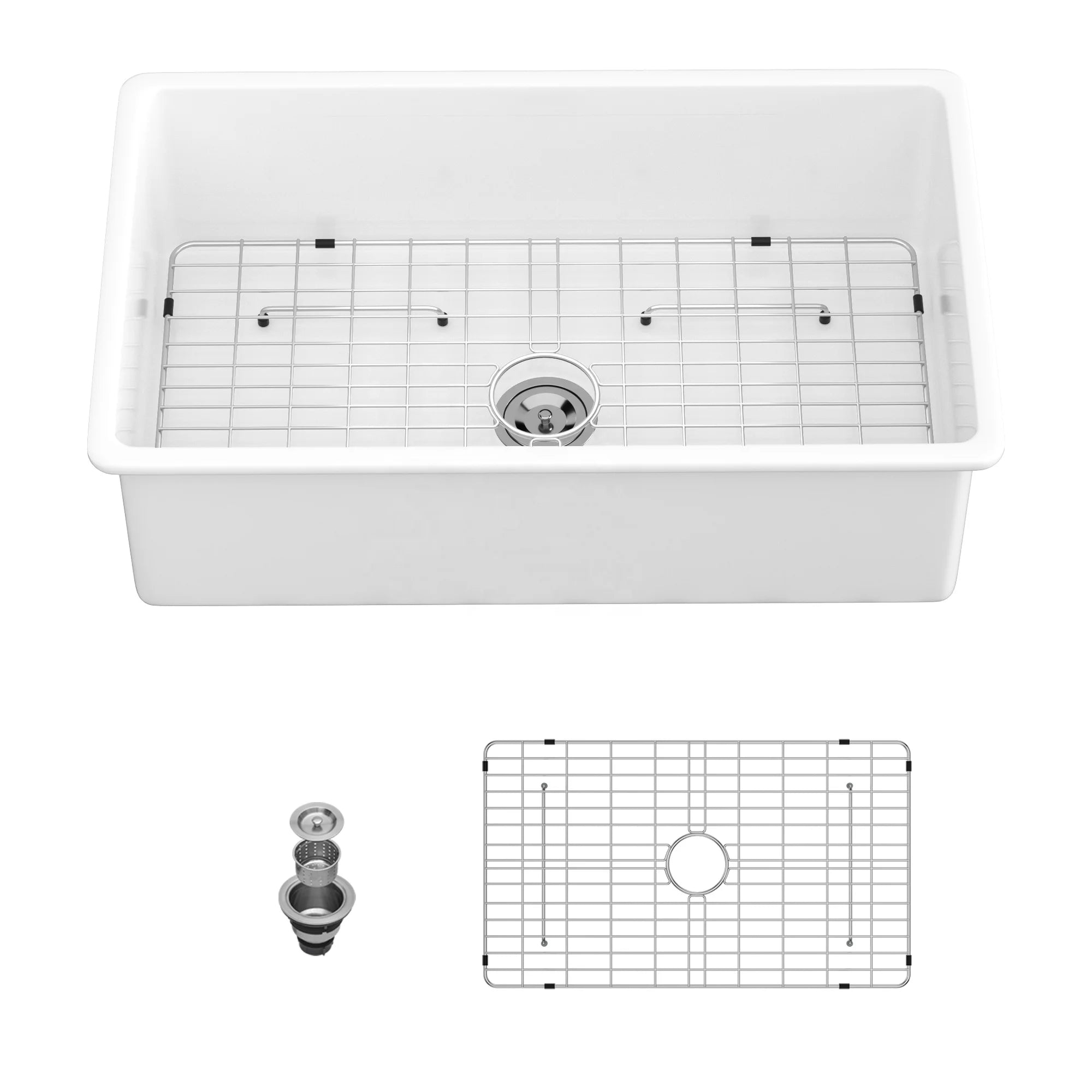 Free Shipping 32Inch  Fireclay  Kitchen Sinks Undermount Single Bowl Ceramic Farmhouse Sinks