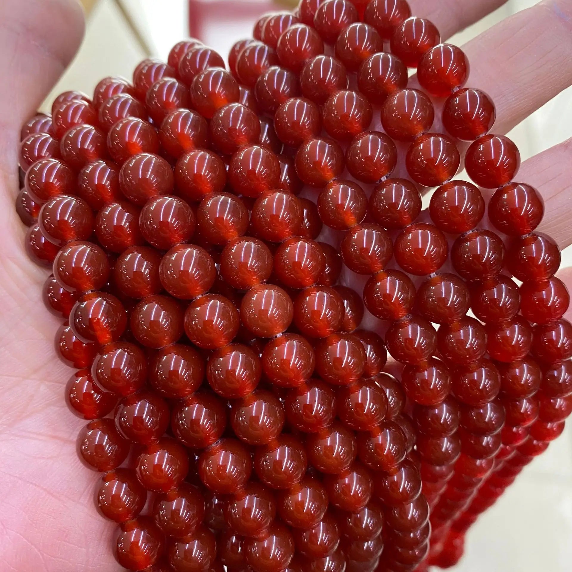 Bestone Factory Hot Sale 8mm Natural Precious Stone Beads Popular Red Agate Loose Beads for Jewelry Making