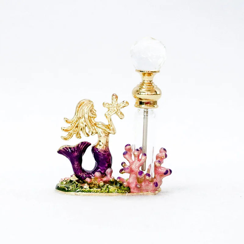 Reusable 4ml Mini Fancy Gold Luxury Metal Perfume Bottle With Mermaids