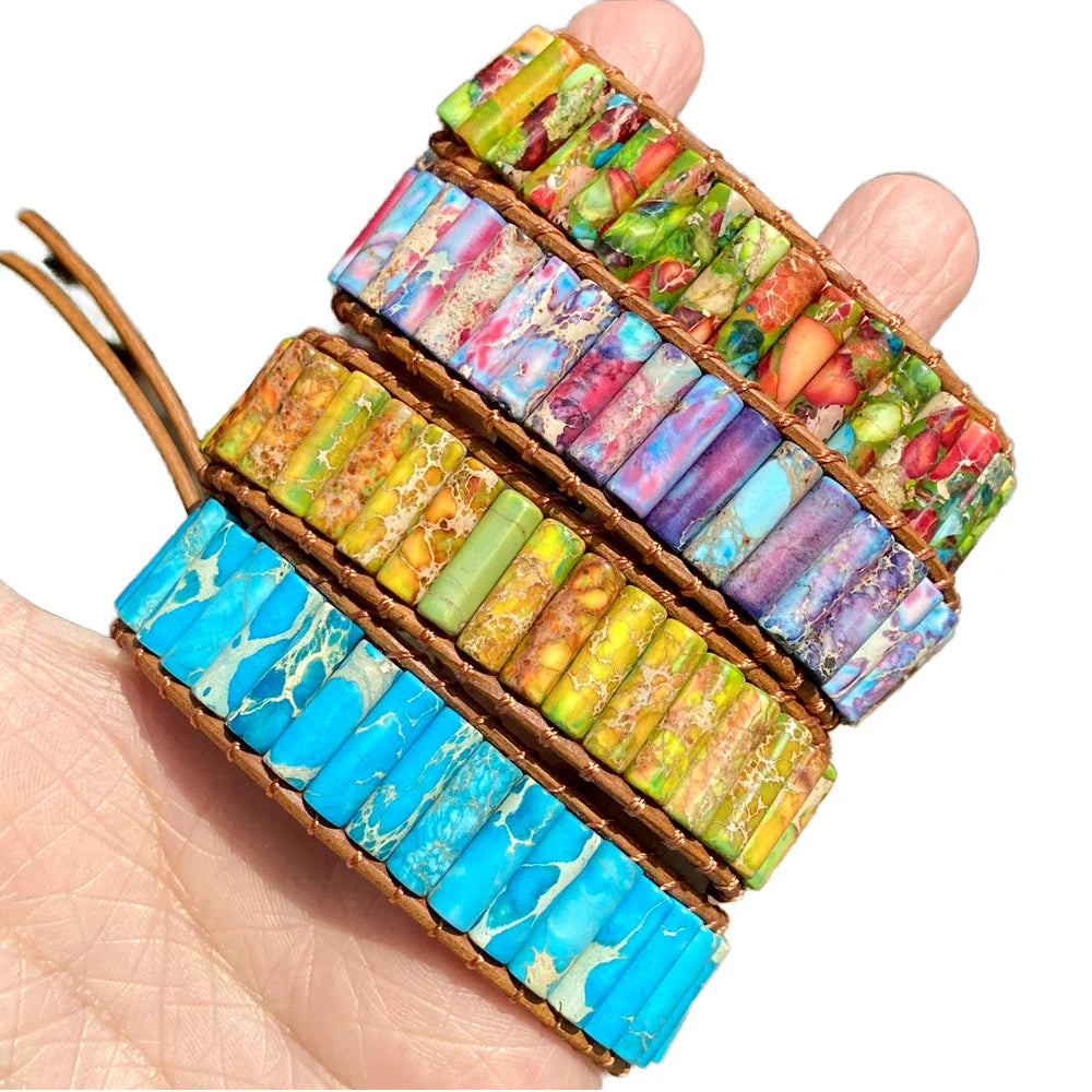 Wholesale Bohemia Style Imperial Jasper Gemstone Bracelet Fashion Jewelry for Men and Women