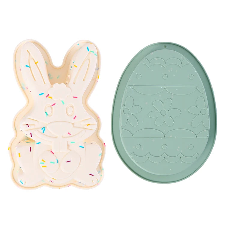 Hot Sale Bpa Free Dinosaur Egg & Bunny Cake Mold Food Grade Silicone Easter Festival Decoration Chocolate Maker DIY Baking Tray