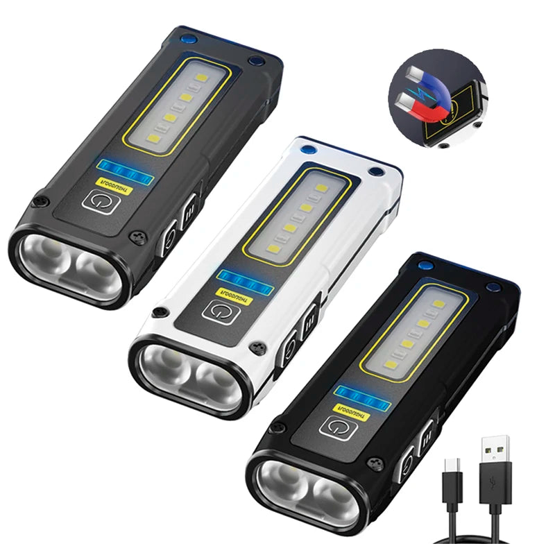 Portable Mini LED Rechargeable Aluminum Alloy UV Torch Flashlight Powerful Long Range Outdoor Emergency Magnetic Bright Fishing