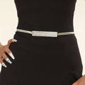 2023 Women's Metal Rhinestone Thin Stretch Skinny Belt Waistbands Diamond Gold Waist Skinny Belt