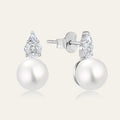 925 Sterling Silver Pear Shape Zircon Freshwater Pearl Stud Earrings For Women Girls Fashion Jewelry