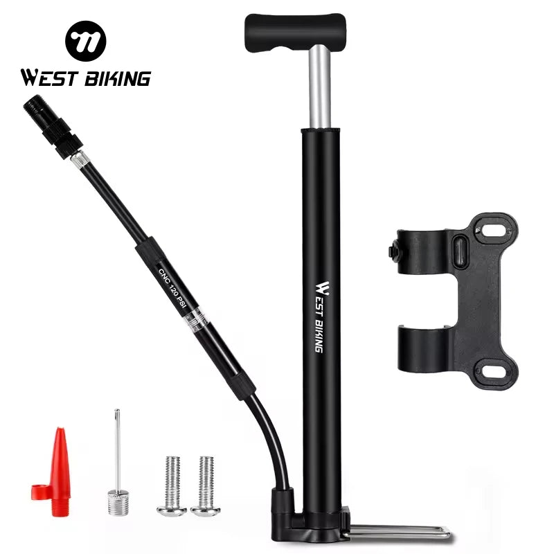 WEST BIKING Professional Lightweight High Pressure Mini Bicycle Pump Durable Strong Portable Cycle Air Foot Pump