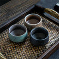 Handmade Stoneware Shadow Tea Cup Ceramic Kung Fu Teacup Coarse Pottery Tea Bowl