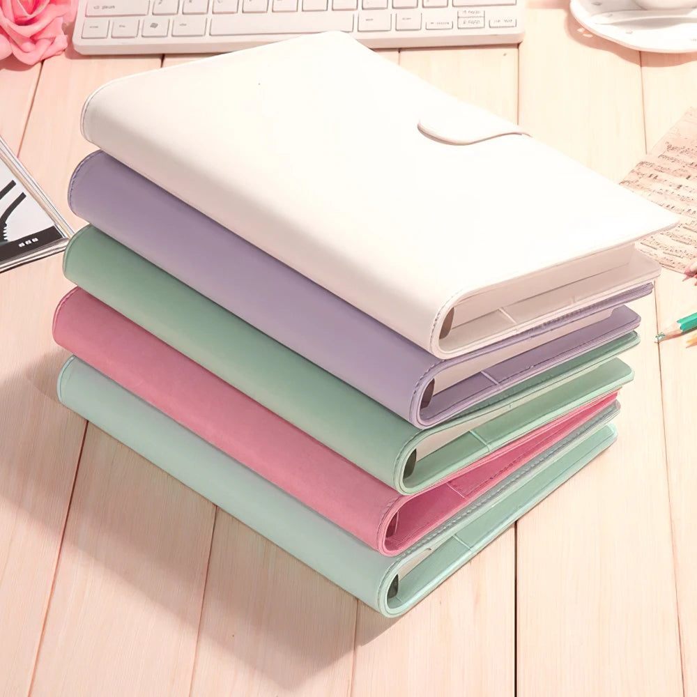 Custom Cute Macaron A6 Budget Binder A6 PU Leather Notebook Binder Book Cover with Card Slot Agenda Planner