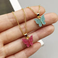 Color Acrylic Butterfly Fluorescent Simple Gold Necklace Alloy Wholesale