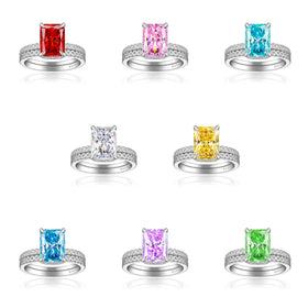 Custom Rings Fine Jewelry Women Colorful Jewelry Ice Flower Cut Zircon 925 Sterling Silver Rings for Women