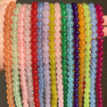 Wholesale DIY Bracelet Jewelry Making Supplies Round Jades Chalcedony Stone Beads in Milk White Pink Blue Red Purple Colors