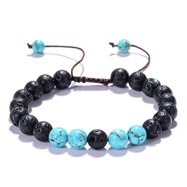 8mm Beaded Tiger Eye Lava Rock Bracelet Stress Relief Bracelets Mens Jewelry Gifts Natrual Stone Bracelets Men Women