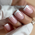 Dropshipping 24 Pcs 3666 Classic French White Edge Short Square Nude Pink Nails Press on Nails Artificial Fingernails Customize