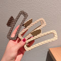 MIO Korean Large Claw Clips for Thick Hair Brown Black 13cm Rectangle Claw Clamp Matte Checkered Style Ponytail Holder Shower