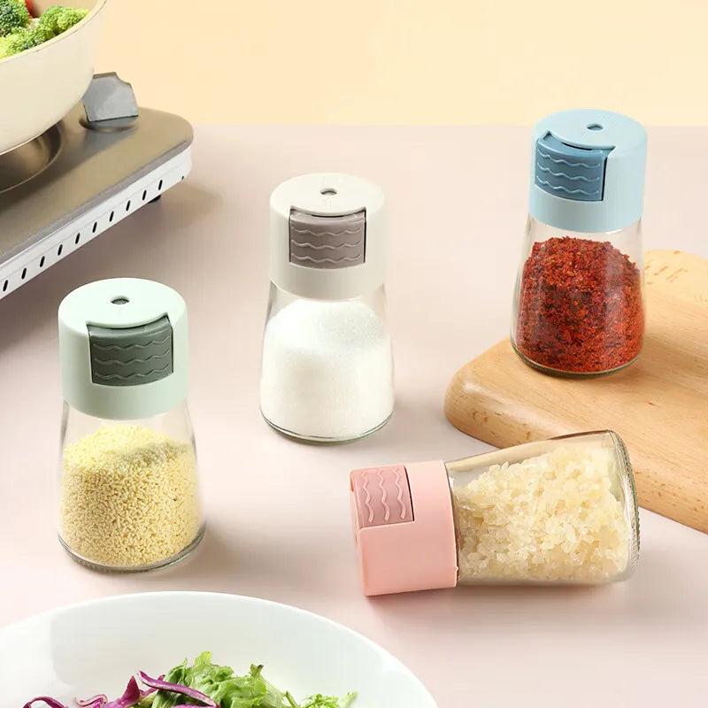 6 OZ 180 ml Kitchen Press Type Quantitative Conical Glass Seasoning Bottle Jar With Shaker Lids for Salt Cumin Sugar Pepper