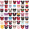 49 Colors Designer Hair Accessory Cute Sequin Bow Elastic Hairband for Kids Girl Velvet Inspired Mouse Ears Hair Scrunchies