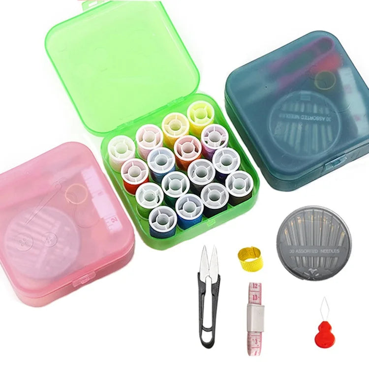 New Sewing Accessories Plastic Box Needle Thread Kit Portable Mini Sewing Kit